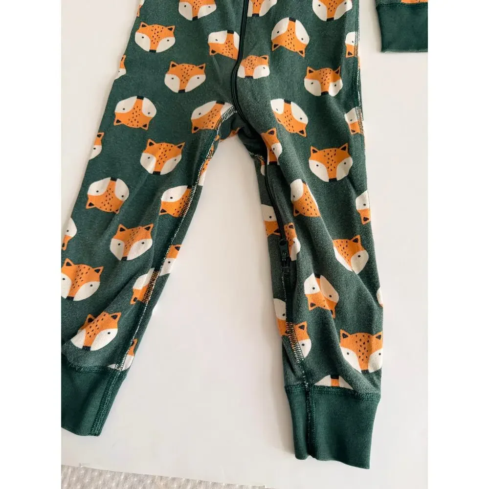 Hanna Andersson Baby Fox Print 2-Way Zip Sleeper - Organic Cotton 90 3T